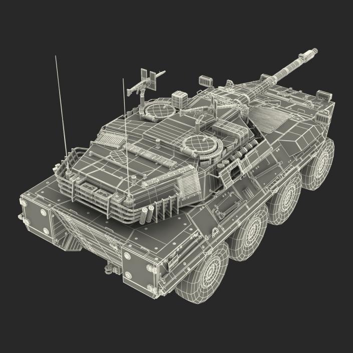 Wheeled Tank Destroyer B1 Centauro Rigged White 3D