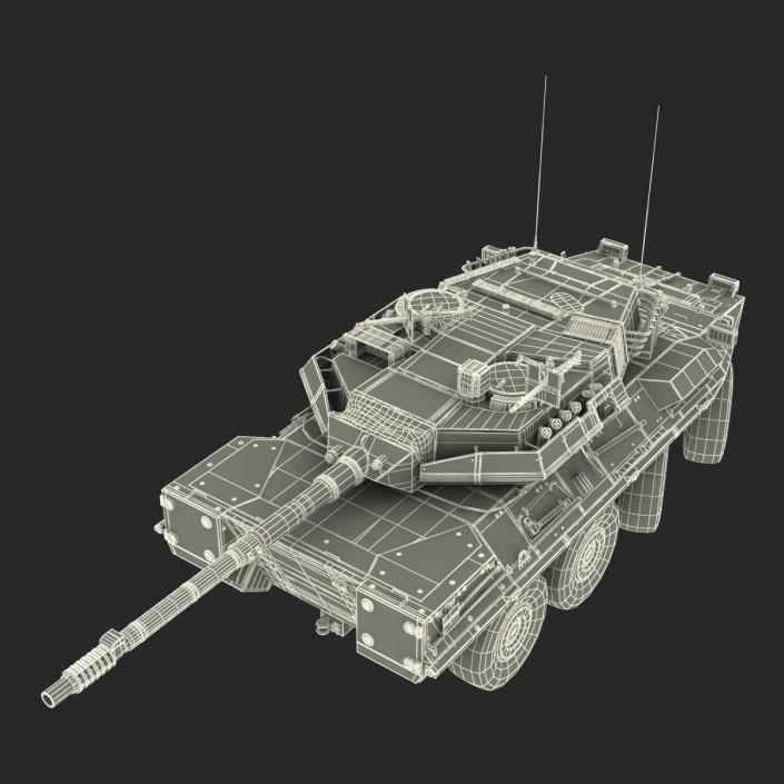 Wheeled Tank Destroyer B1 Centauro Rigged White 3D