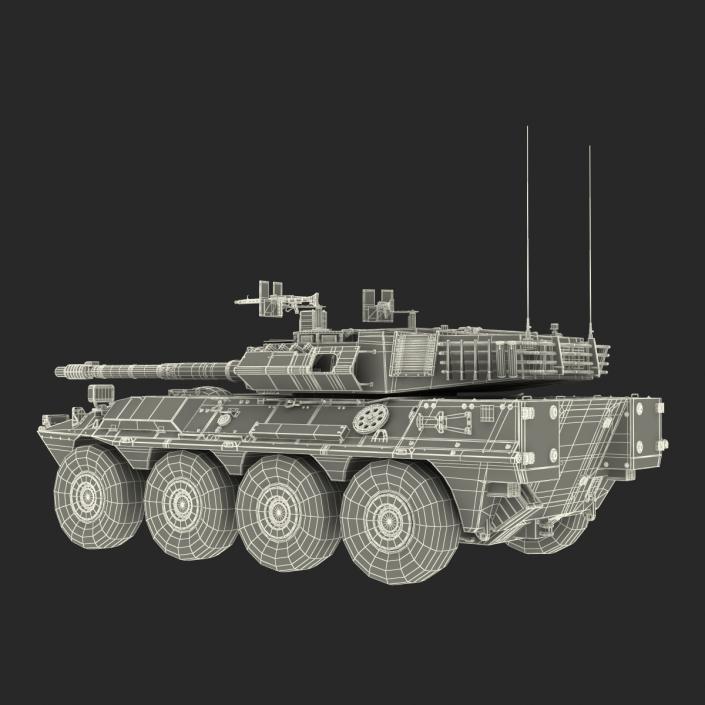 Wheeled Tank Destroyer B1 Centauro Rigged White 3D