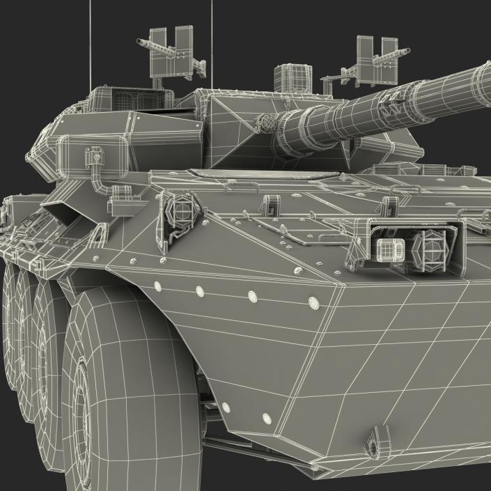 Wheeled Tank Destroyer B1 Centauro Rigged White 3D