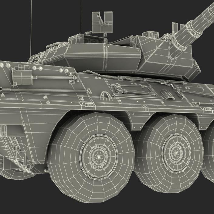 Wheeled Tank Destroyer B1 Centauro Rigged White 3D