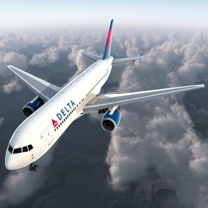 Boeing 767-200 Delta Air Lines Rigged 3D