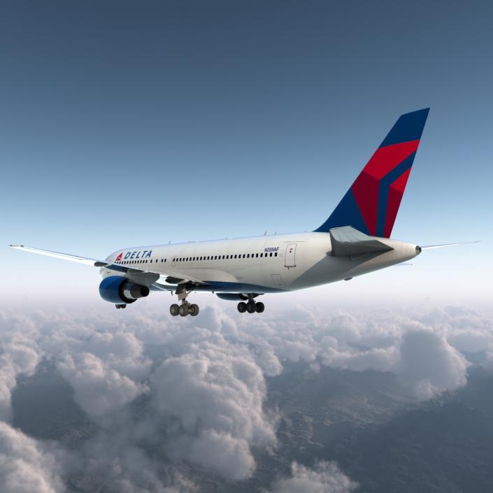 Boeing 767-200 Delta Air Lines Rigged 3D