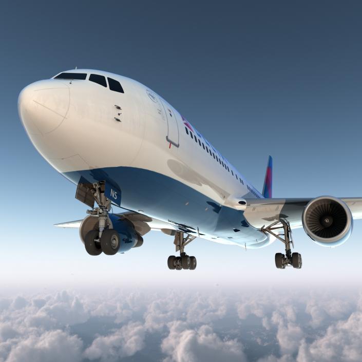 Boeing 767-200 Delta Air Lines Rigged 3D