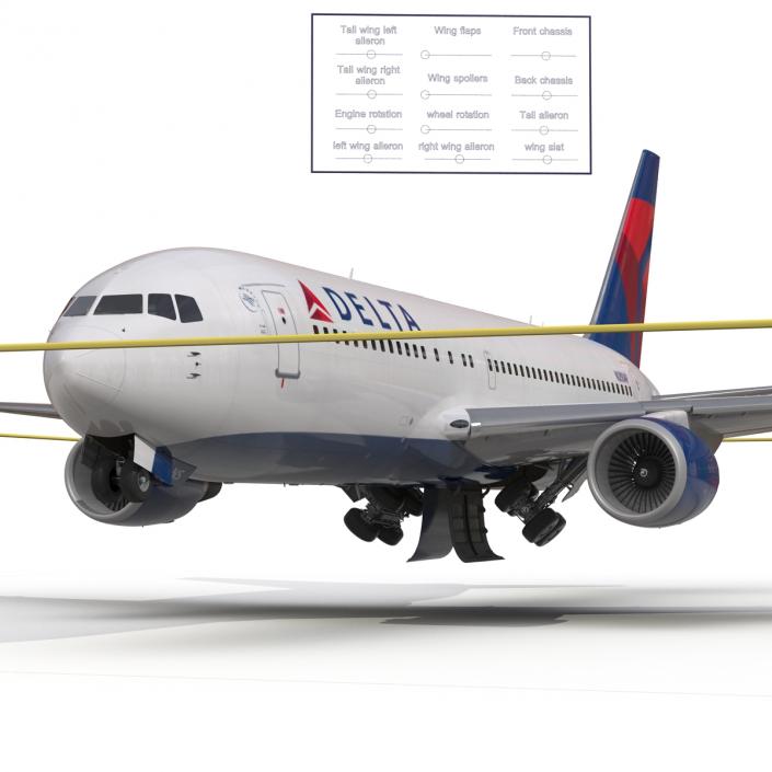 Boeing 767-200 Delta Air Lines Rigged 3D