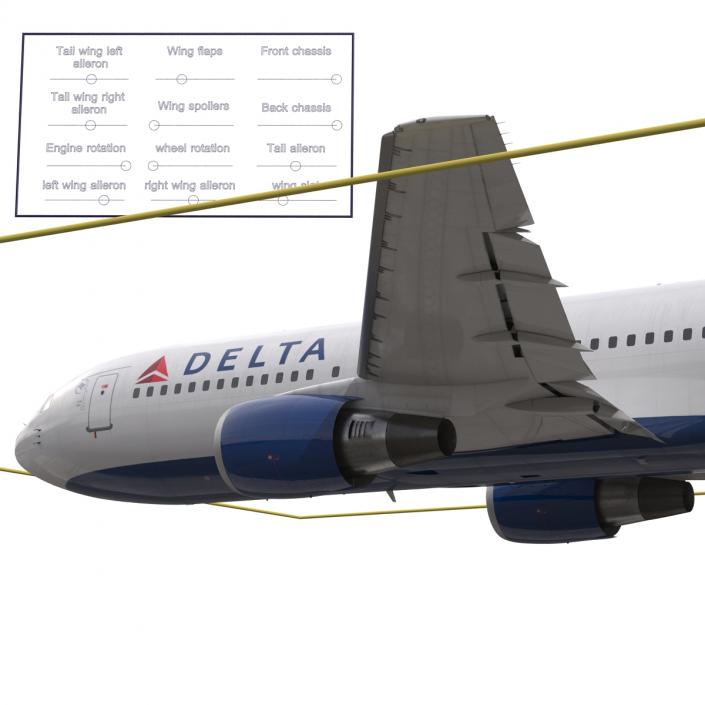 Boeing 767-200 Delta Air Lines Rigged 3D