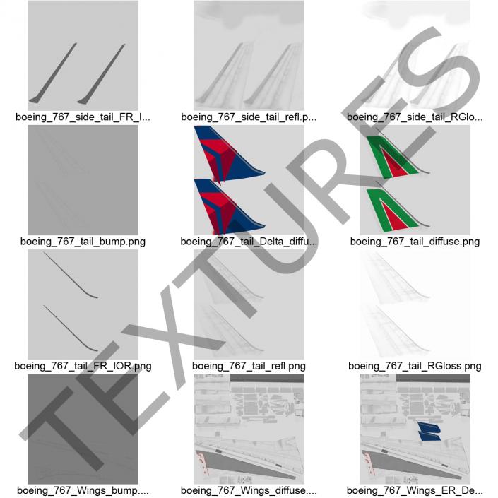 Boeing 767-200 Delta Air Lines Rigged 3D