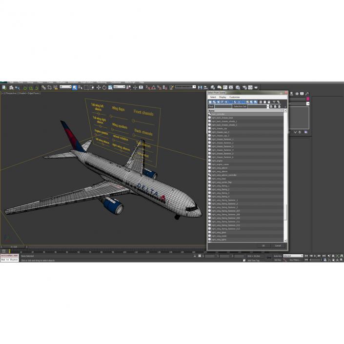 Boeing 767-200 Delta Air Lines Rigged 3D