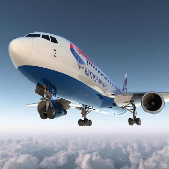 Boeing 767-200 British Airways Rigged 3D