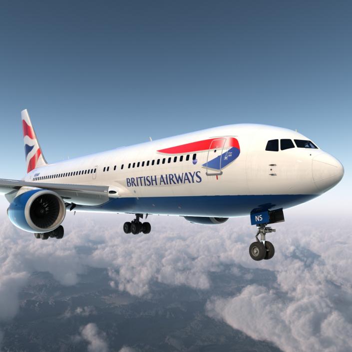 Boeing 767-200 British Airways Rigged 3D