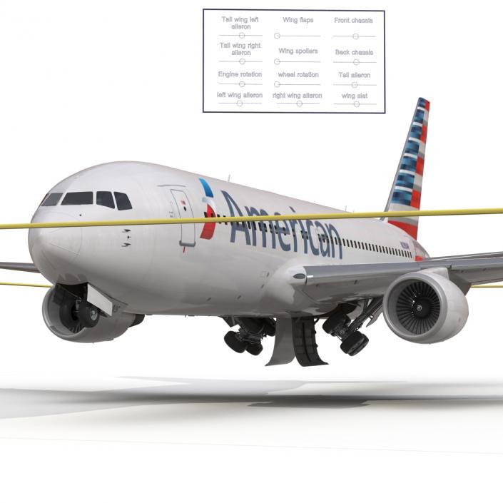 Boeing 767-200 American Airlines Rigged 3D model