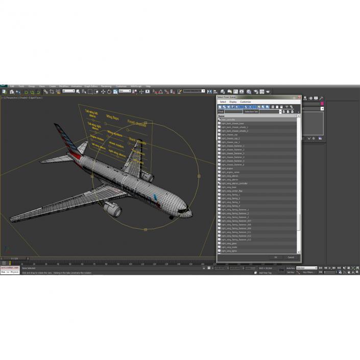 Boeing 767-200 American Airlines Rigged 3D model