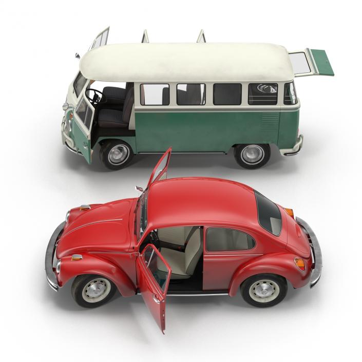 Retro Volkswagen Cars Rigged Collection 3D model