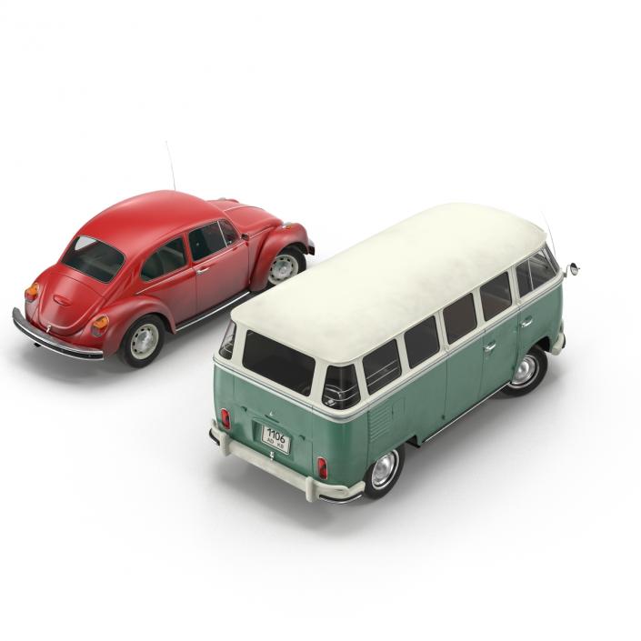 Retro Volkswagen Cars Rigged Collection 3D model