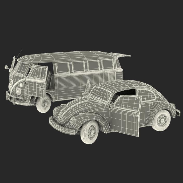 Retro Volkswagen Cars Rigged Collection 3D model