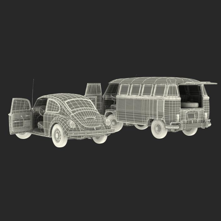 Retro Volkswagen Cars Rigged Collection 3D model