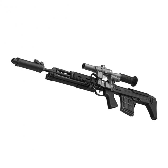 3D Bullpup Sniper Rifle Dragunov SVU model