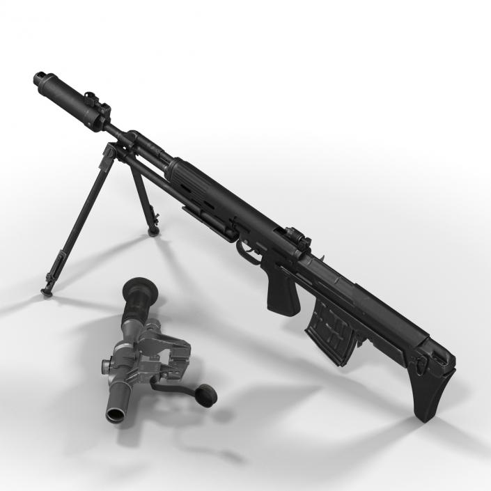 3D Bullpup Sniper Rifle Dragunov SVU model