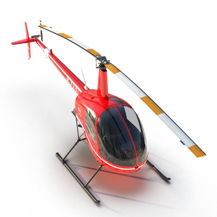 Helicopter Robinson R22 Rigged Red 3D model