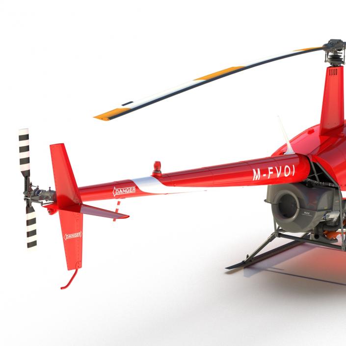 Helicopter Robinson R22 Rigged Red 3D model