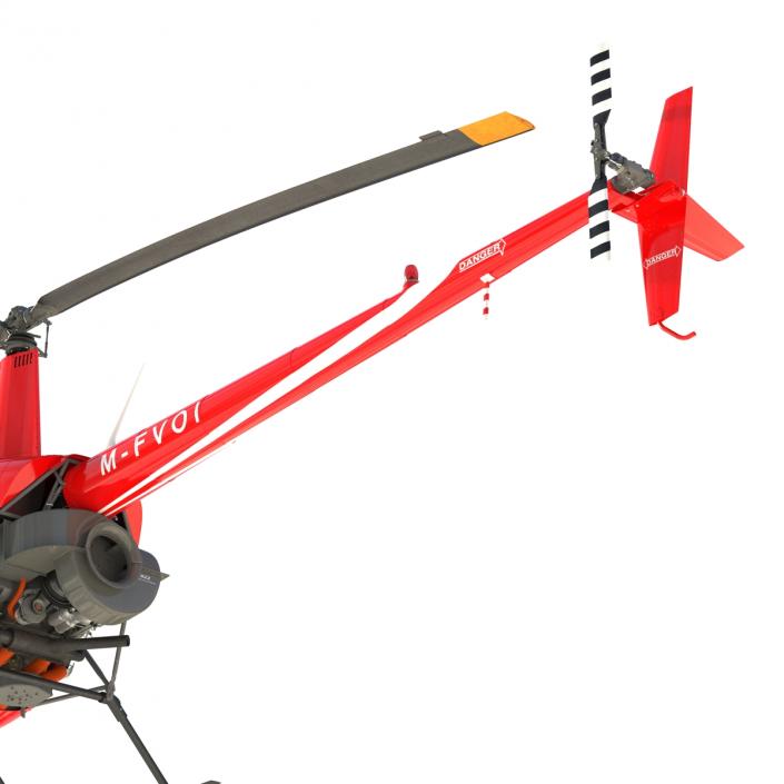 Helicopter Robinson R22 Rigged Red 3D model