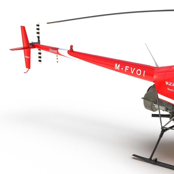 Helicopter Robinson R22 Rigged Red 3D model