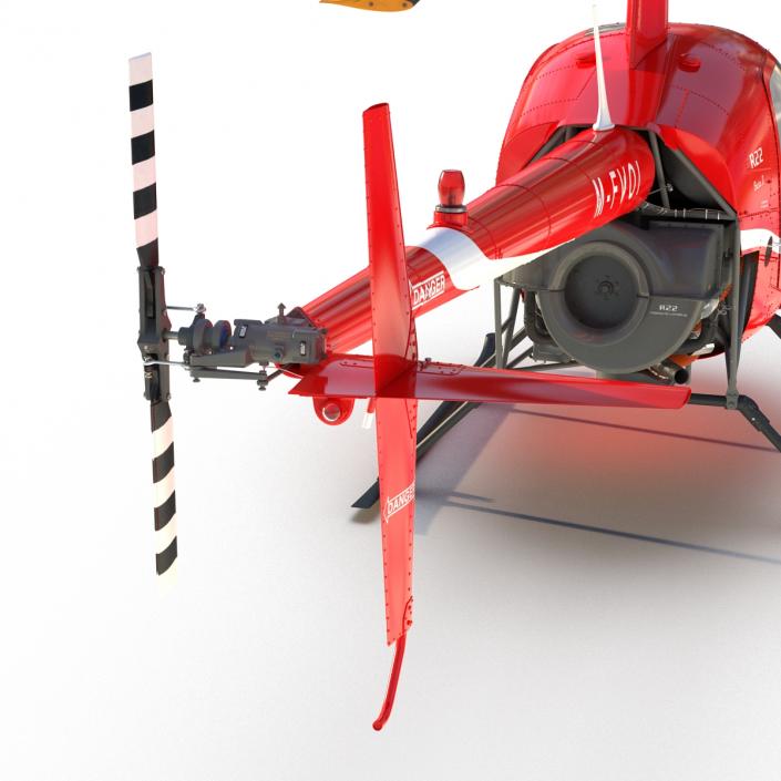 Helicopter Robinson R22 Rigged Red 3D model