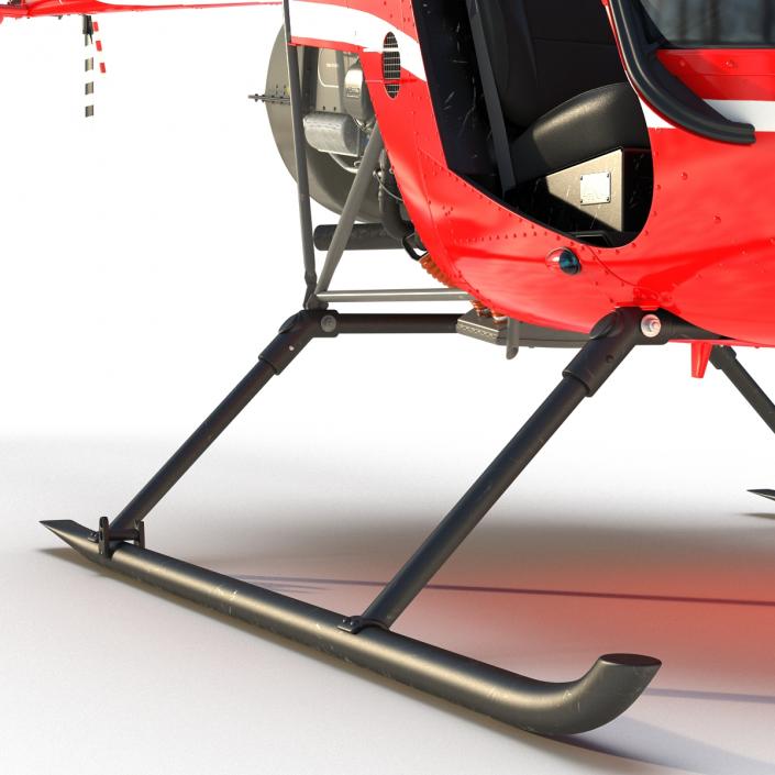 Helicopter Robinson R22 Rigged Red 3D model