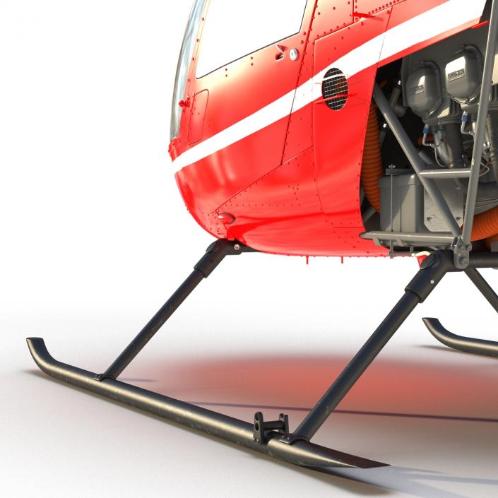 Helicopter Robinson R22 Rigged Red 3D model