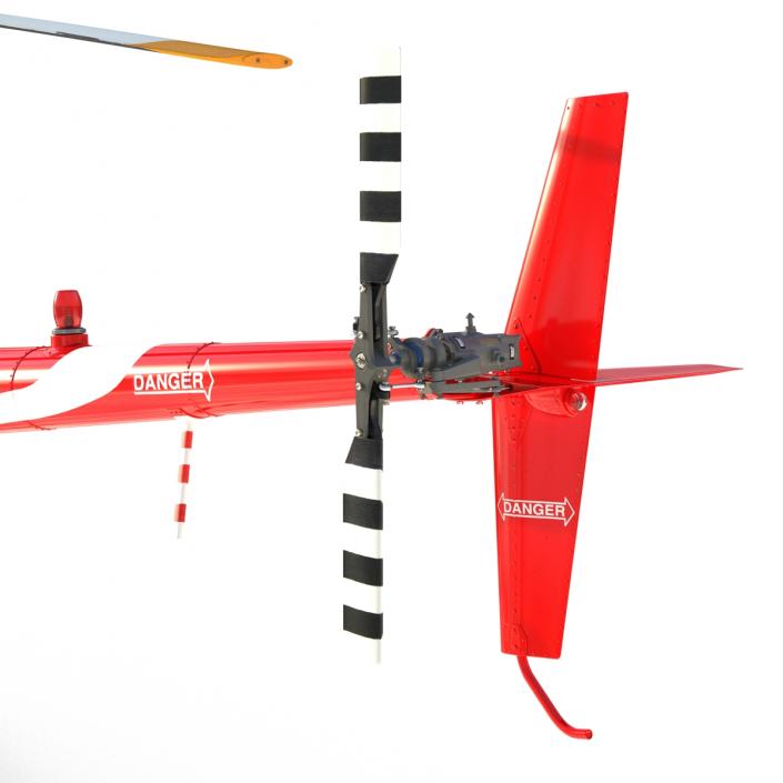 Helicopter Robinson R22 Rigged Red 3D model