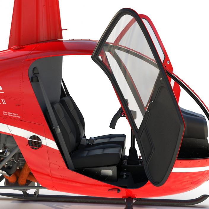 Helicopter Robinson R22 Rigged Red 3D model