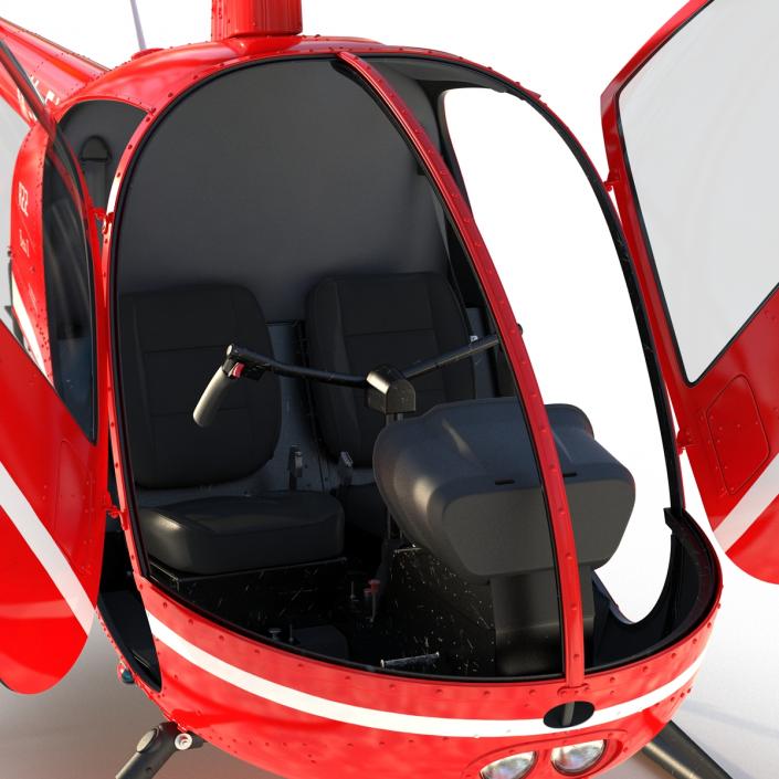 Helicopter Robinson R22 Rigged Red 3D model