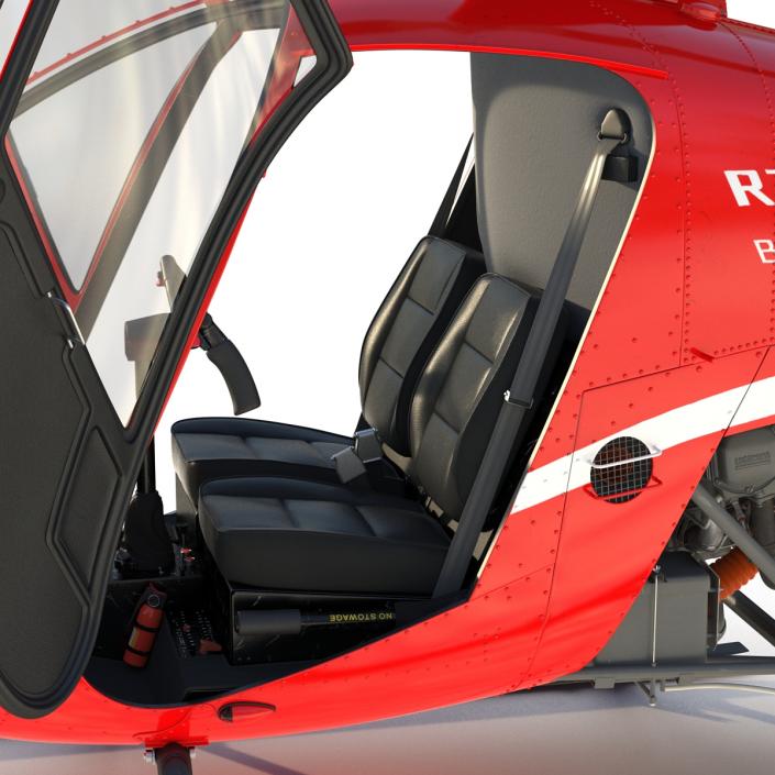 Helicopter Robinson R22 Rigged Red 3D model