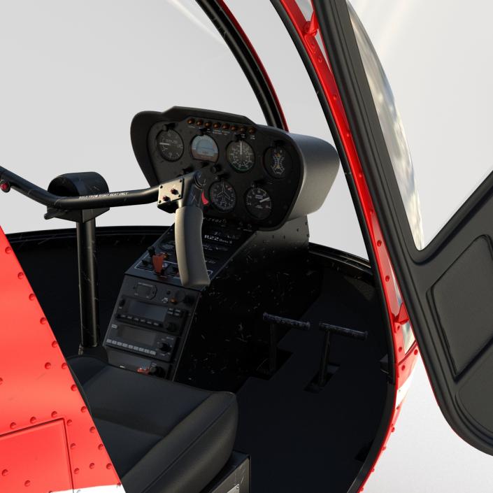 Helicopter Robinson R22 Rigged Red 3D model