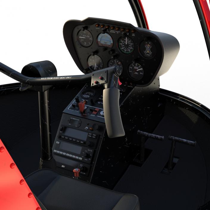 Helicopter Robinson R22 Rigged Red 3D model