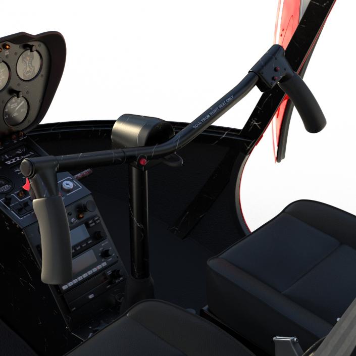 Helicopter Robinson R22 Rigged Red 3D model