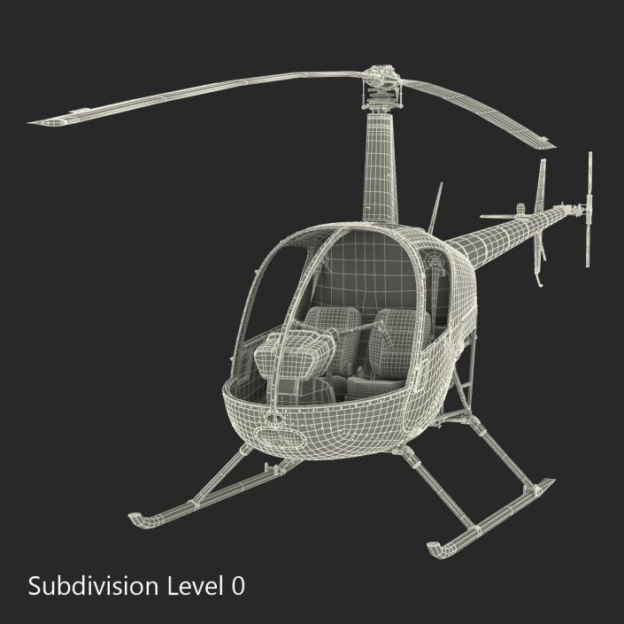 Helicopter Robinson R22 Rigged Red 3D model