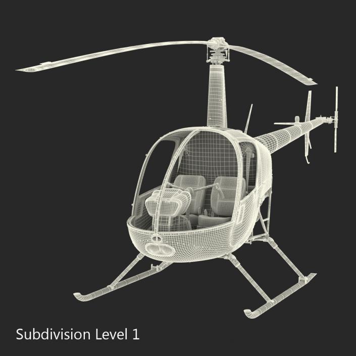 Helicopter Robinson R22 Rigged Red 3D model