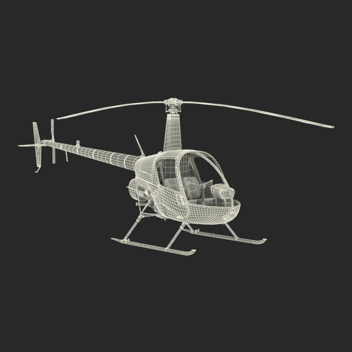 Helicopter Robinson R22 Rigged Red 3D model