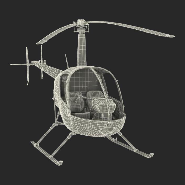 Helicopter Robinson R22 Rigged Red 3D model