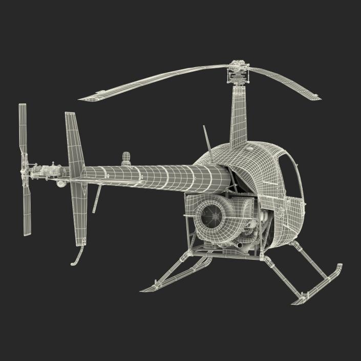 Helicopter Robinson R22 Rigged Red 3D model