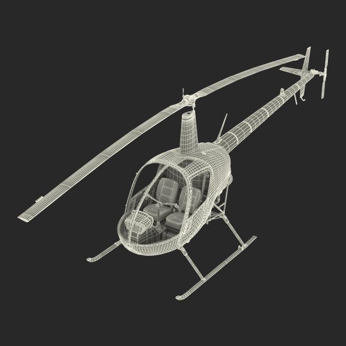 Helicopter Robinson R22 Rigged Red 3D model