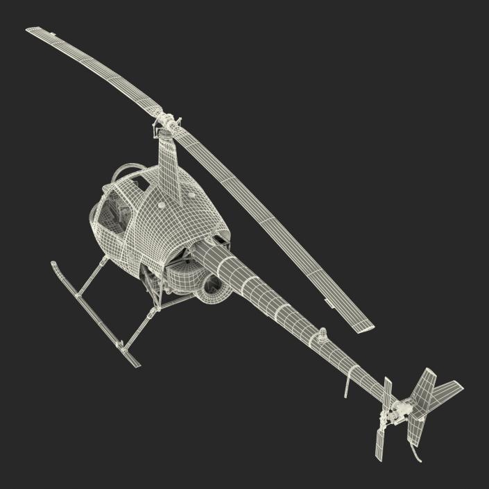 Helicopter Robinson R22 Rigged Red 3D model