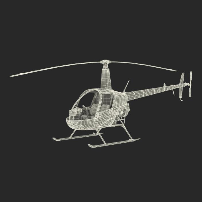 Helicopter Robinson R22 Rigged Red 3D model