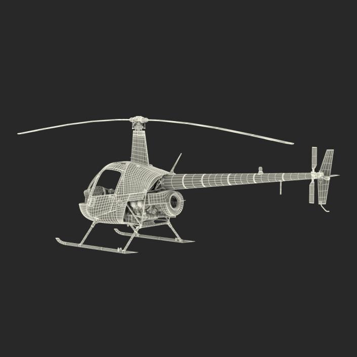 Helicopter Robinson R22 Rigged Red 3D model