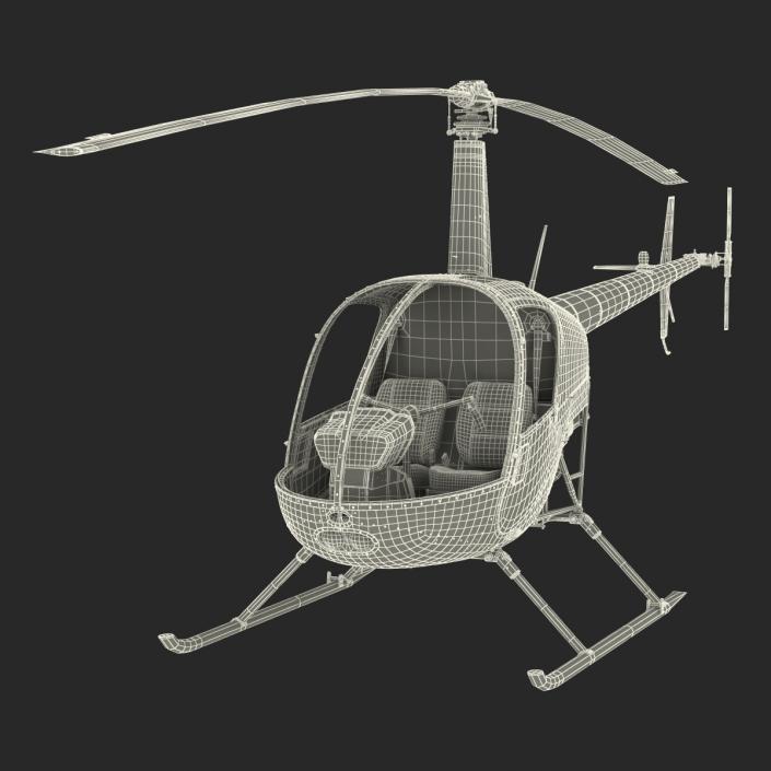 Helicopter Robinson R22 Rigged Red 3D model