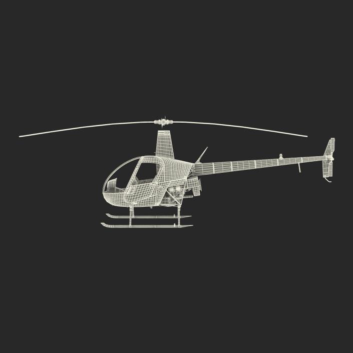 Helicopter Robinson R22 Rigged Red 3D model