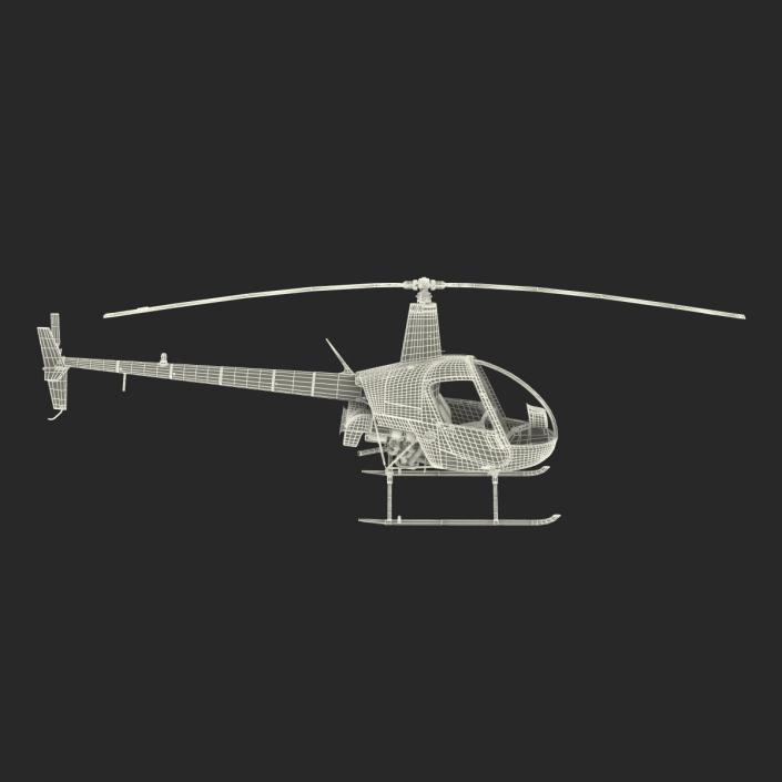 Helicopter Robinson R22 Rigged Red 3D model