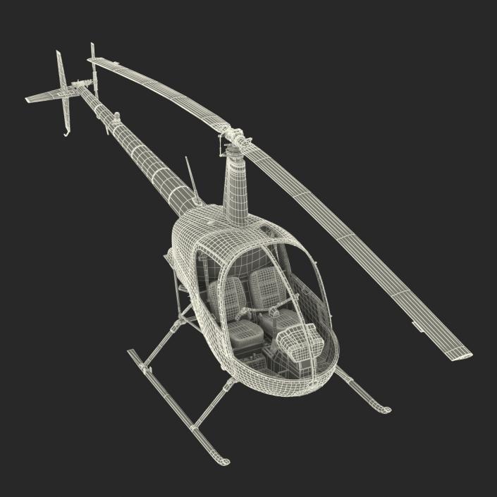 Helicopter Robinson R22 Rigged Red 3D model