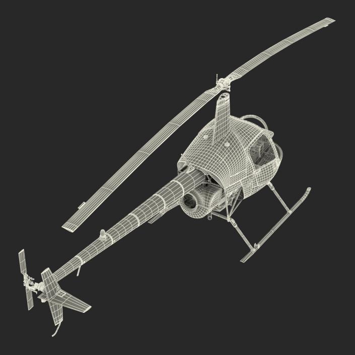 Helicopter Robinson R22 Rigged Red 3D model